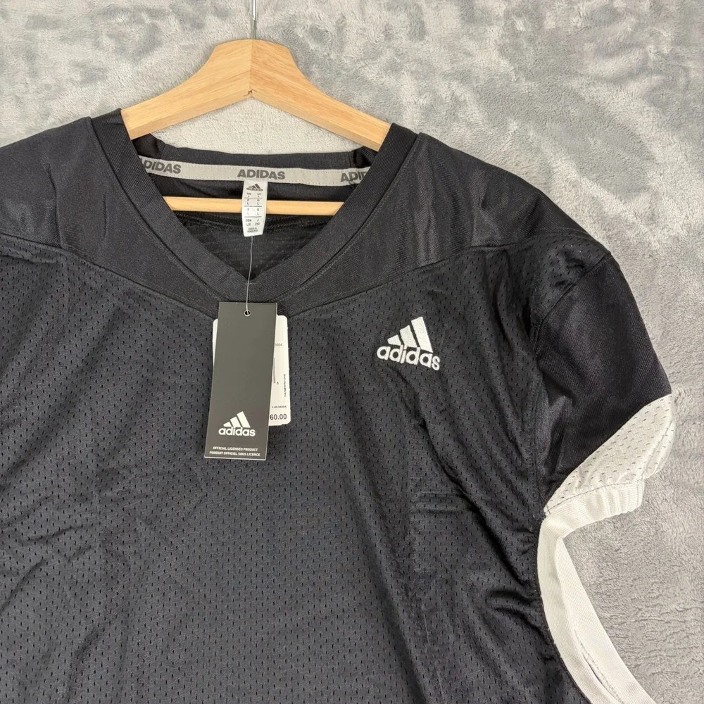 adidas Men's PRES COV 2.0 J Football Jersey Size Large Black White Mesh V-Neck
